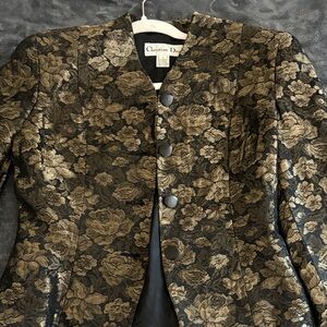 Dior Black and Gold Floral Brocade Blazer